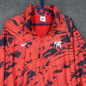 University of Georgia Bulldogs 1/2 Zip Windbreaker Mens XL Red Camo Anorak Hood